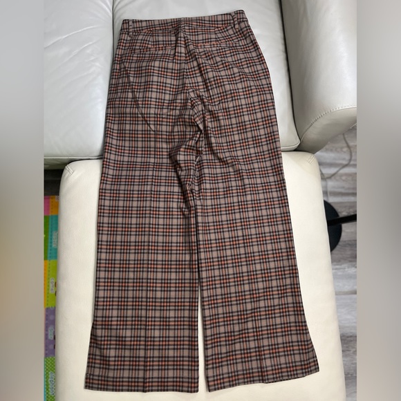 NWT - Minimum Women’s London Plaid Wide Leg Split Hem Trousers- Size 38 / M - Picture 6 of 11